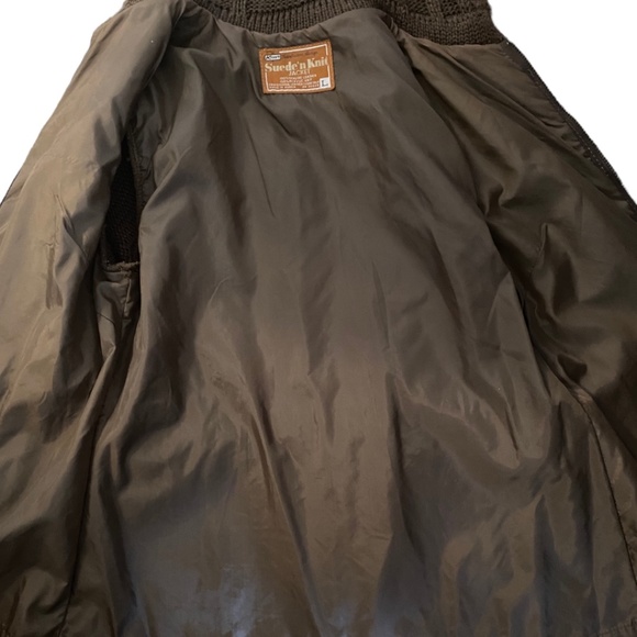 Vintage Suede patchwork knit belted boho jacket. Sz L - Picture 16 of 16